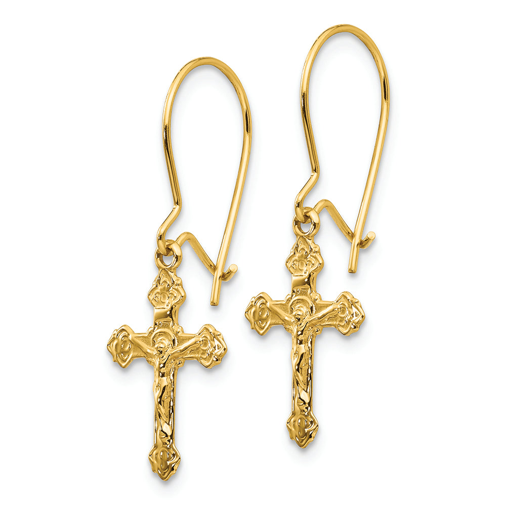 FJC Finejewelers 14k Yellow Gold Polished Crucifix Earrings
