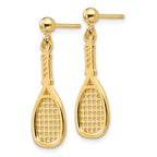 FJC Finejewelers 14k Yellow Gold Polished Racquet Dangle Post Earrings