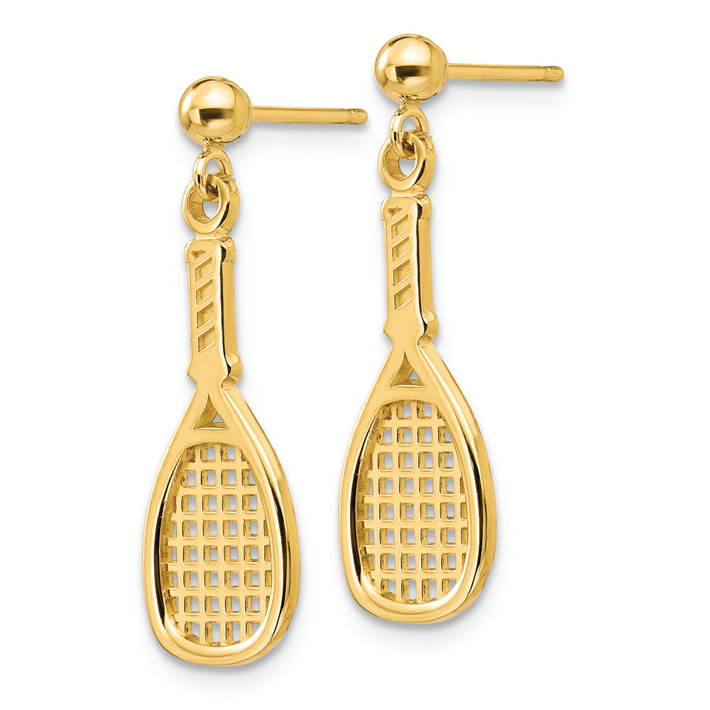 FJC Finejewelers 14k Yellow Gold Polished Racquet Dangle Post Earrings