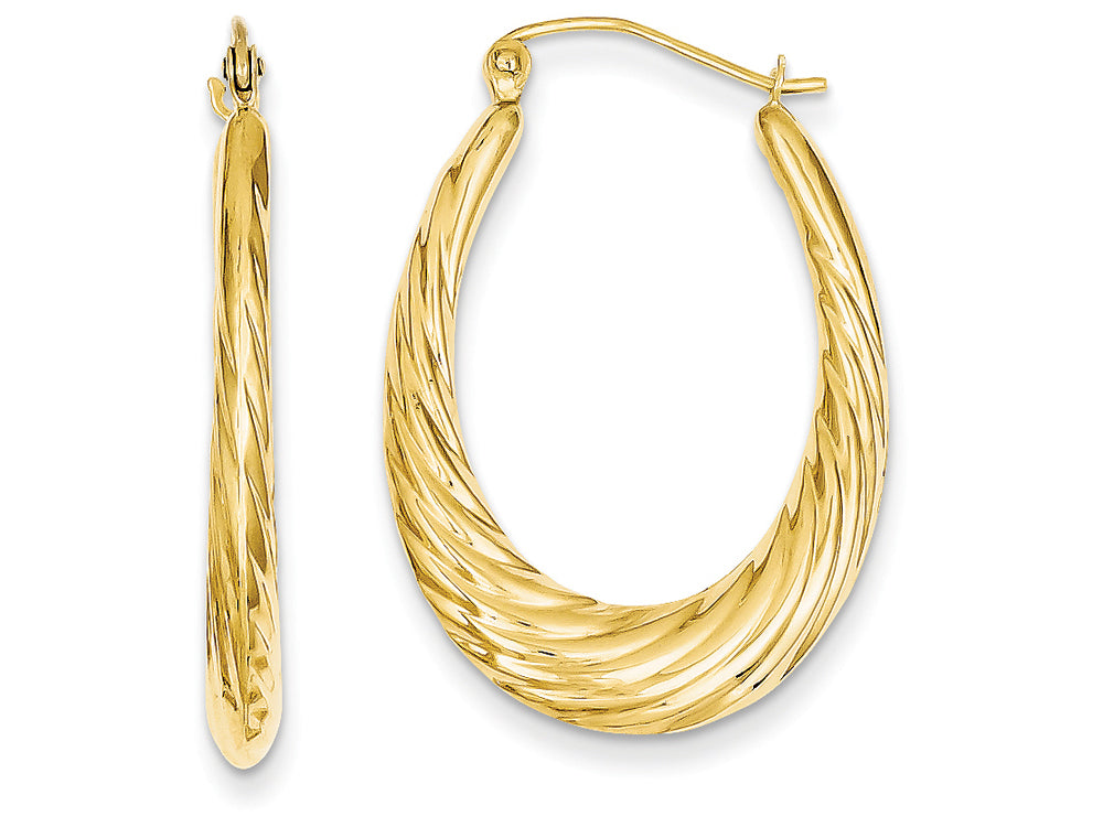 FJC Finejewelers 14k Yellow Gold Polished Twisted Oval Hollow Hoop Earrings