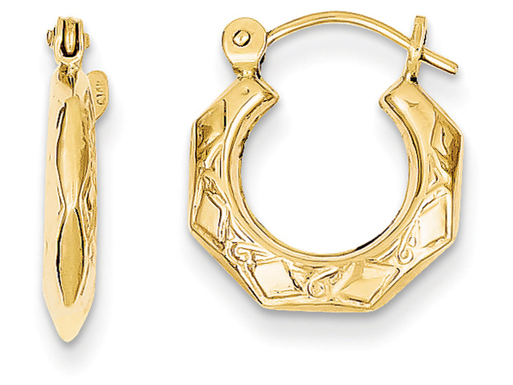 FJC Finejewelers 14k Yellow Gold Polished Patterned Hollow Hoop Earrings