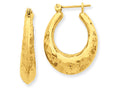 FJC Finejewelers 14k Yellow Gold Hammered Fancy Hollow Hoop Earrings