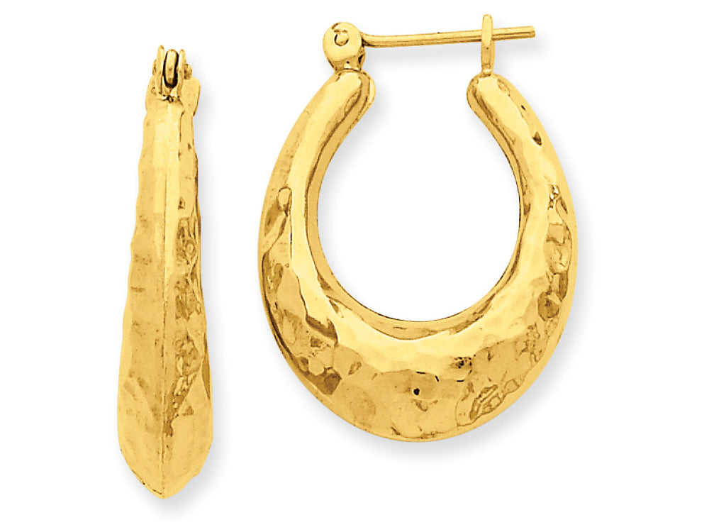 FJC Finejewelers 14k Yellow Gold Hammered Fancy Hollow Hoop Earrings