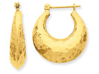FJC Finejewelers 14k Yellow Gold Hammered Fancy Hollow Hoop Earrings