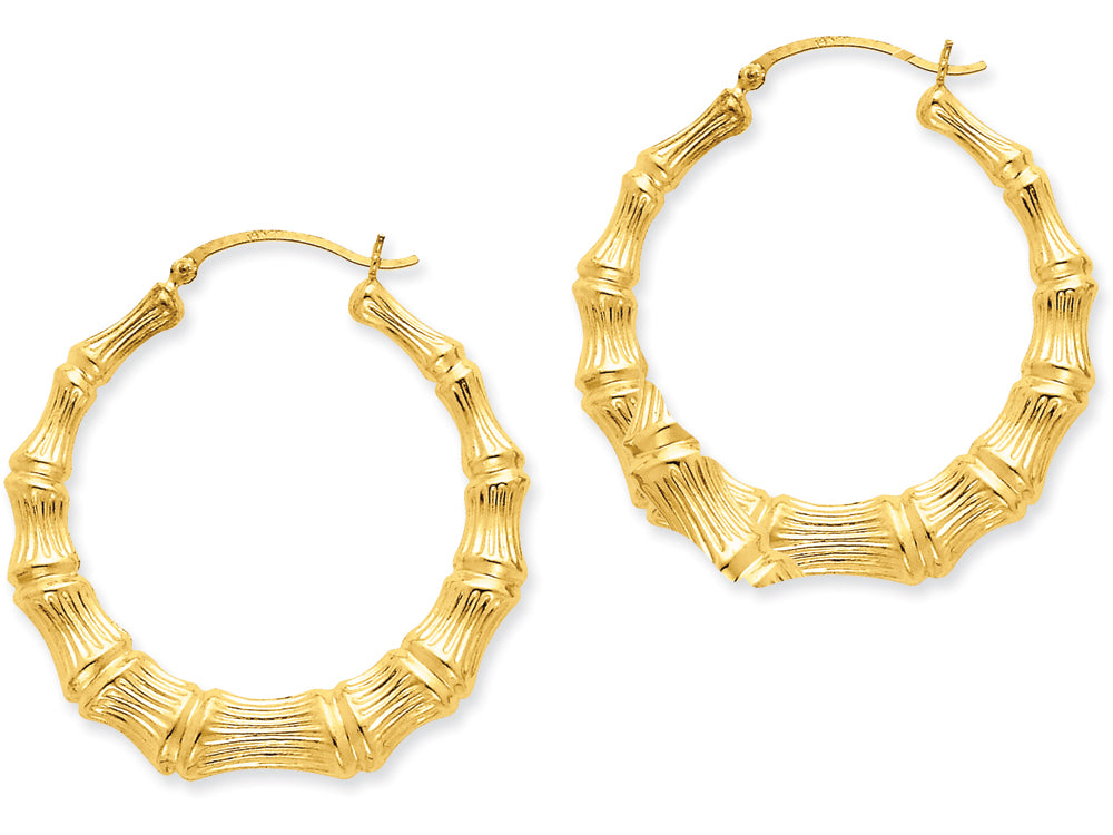 FJC Finejewelers 14k Yellow Gold Polished Bamboo Hoop Earrings
