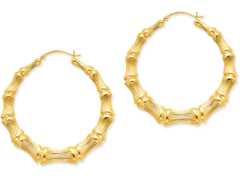 FJC Finejewelers 14k Yellow Gold Polished Bamboo Hoop Earrings