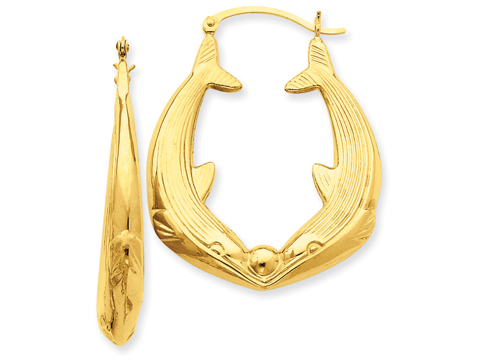 FJC Finejewelers 14k Yellow Gold Polished Dolphin Hoop Earrings