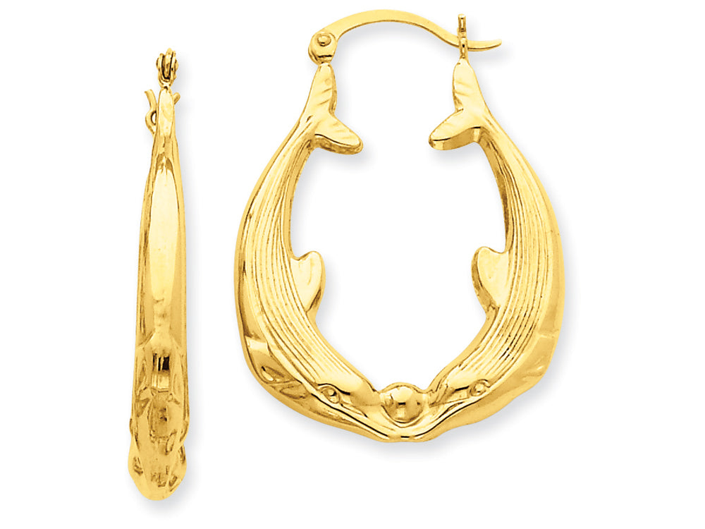 FJC Finejewelers 14k Yellow Gold Polished Dolphin Hoop Earrings