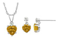 FJC Finejewelers Antique Heart Shaped Citrine and White Topaz Pendant Necklace and Earrings Set