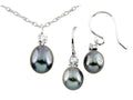 FJC Finejewelers Freshwater Cultured Pearl Dangle with White Topaz Pendant Necklace and Earrings Set