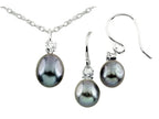 FJC Finejewelers Freshwater Cultured Pearl Dangle with White Topaz Pendant Necklace and Earrings Set