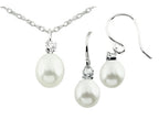 FJC Finejewelers Freshwater Cultured Pearl Dangle with White Topaz Pendant Necklace and Earrings Set