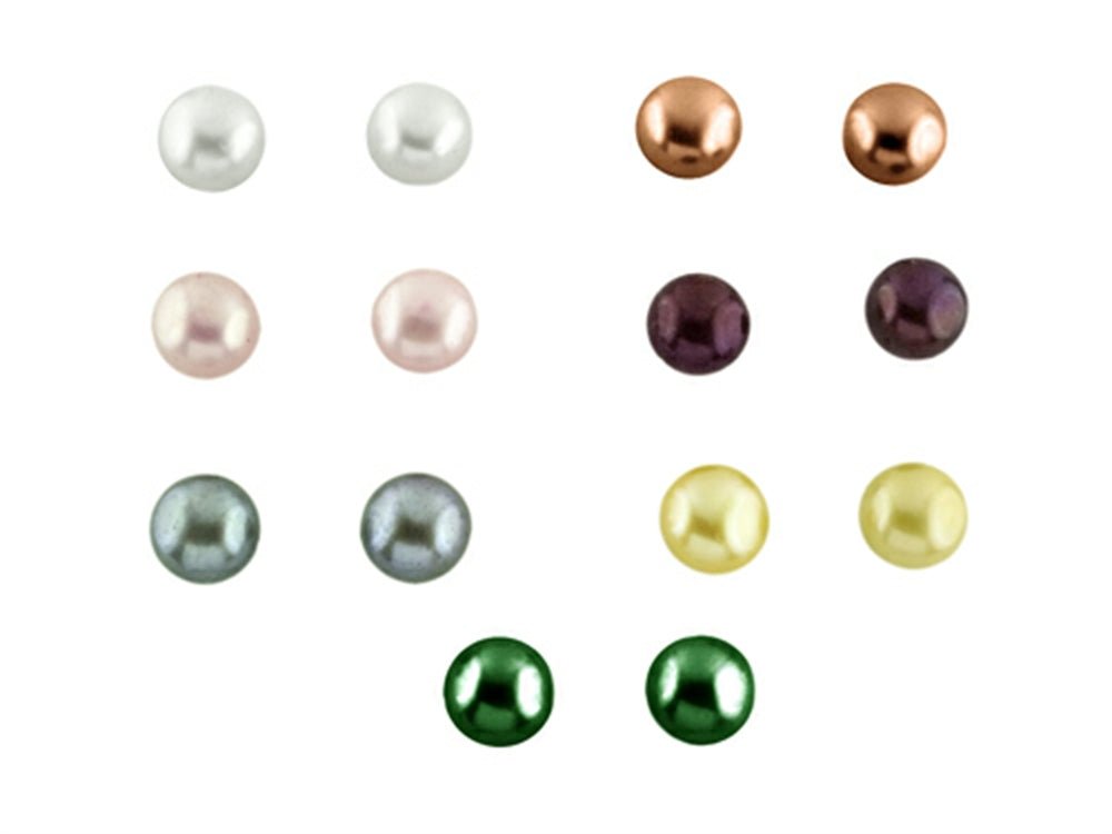 FJC Finejewelers 7 Pair 5 mm Freshwater Button Cultured Pearl Boxed Set