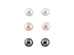 FJC Finejewelers 3 Pair 6mm Freshwater White, Rose, and Black Button Cultured Pearl Earrings