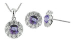 FJC Finejewelers 925 Sterling Silver 9.3mm Round Tanzanite and White Topaz Pendant Necklace and Earrings Set