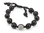 Finejewelers Adjustable Rhinestone Ball Wood Bracelet