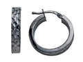 Stellar White Black Rhodium Bright Cut Small Hoop Earrings