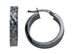 Stellar White Black Rhodium Bright Cut Small Hoop Earrings