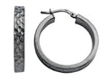 Stellar White Black Rhodium Bright Cut Hoop Earrings