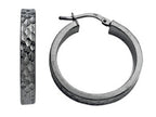 Stellar White Black Rhodium Bright Cut Hoop Earrings