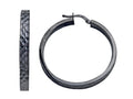 Stellar White™ Black Rhodium Bright Cut Hoop Earrings