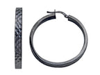 Stellar White™ Black Rhodium Bright Cut Hoop Earrings