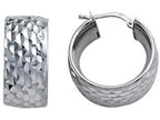 Stellar White Rhodium Bright Cut Small Hoop Earrings