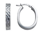 Stellar White™ Rhodium Bright Cut Oval Earrings