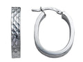 Stellar White Rhodium Bright Cut Oval Earrings