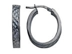 Stellar White Black Rhodium Bright Cut Oval Earrings