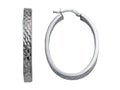 Stellar White Rhodium Plated Large Oval Bright Cut Earrings
