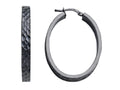 Stellar White Black Rhodium Large Oval Bright Cut Earrings