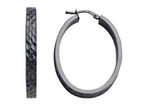 Stellar White Black Rhodium Large Oval Bright Cut Earrings