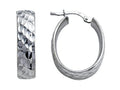 Stellar White Rhodium Oval Bright Cut Earrings