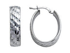 Stellar White Rhodium Oval Bright Cut Earrings