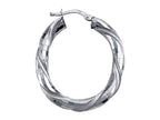 Stellar White™ Rhodium Large Oval Twist Hoops Earrings