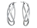 Stellar White Rhodium Twist Hoop Earrings