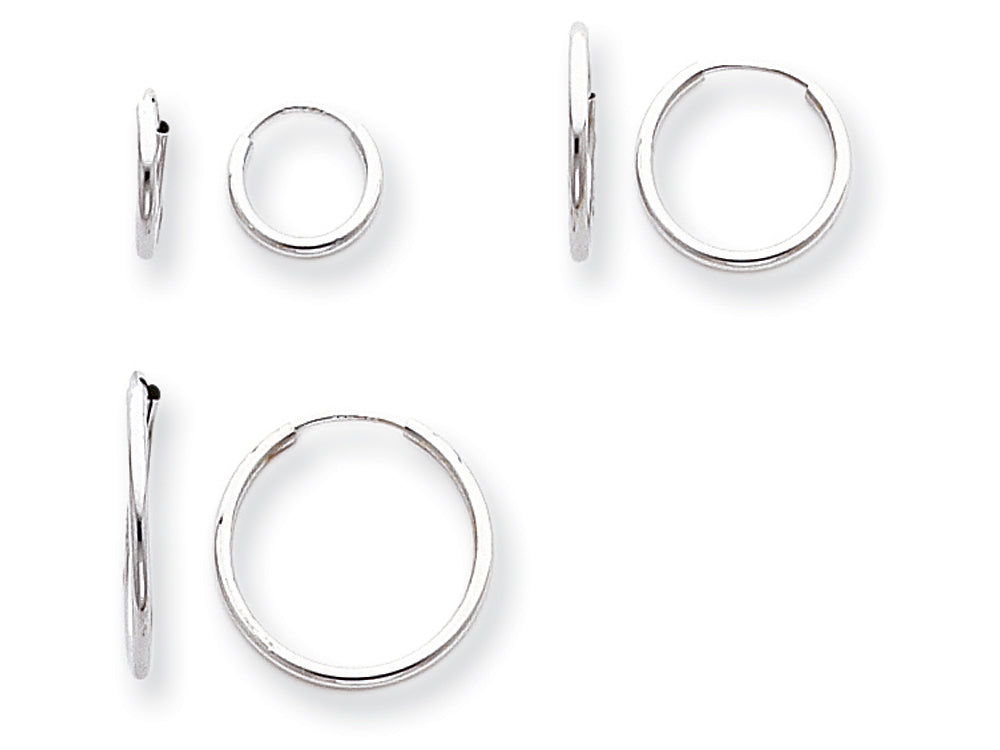 FJC Finejewelers 14k White Gold Madi K 3-pair Set - Endless Hoop Children Earrings