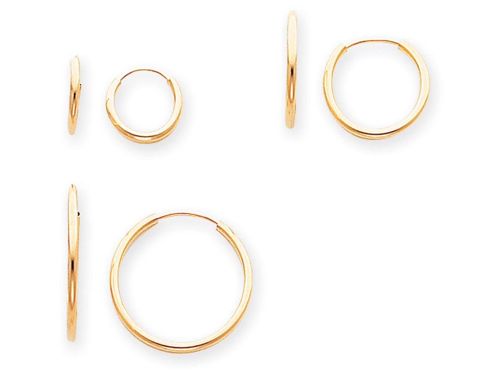 FJC Finejewelers 14k Yellow Gold Madi K Polished 3-pair Set - Endless Hoop Children Earrings