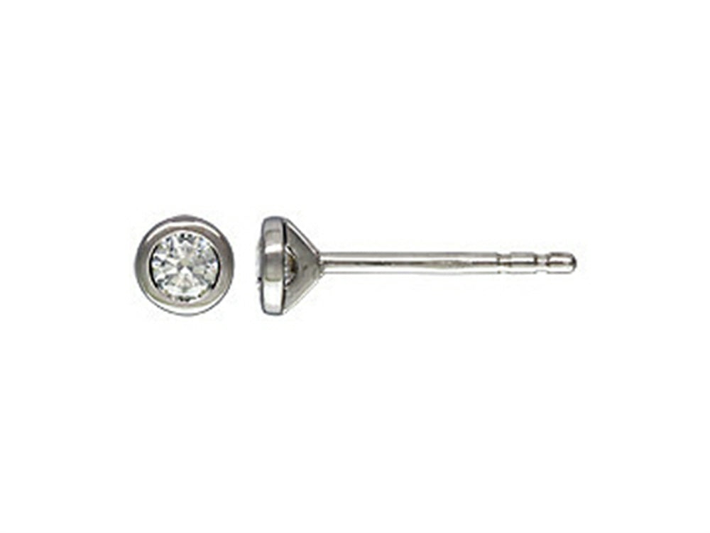 Finejewelers Rhodium Plated Sterling Silver 3mm Premium CZ Martini Earrings Studs