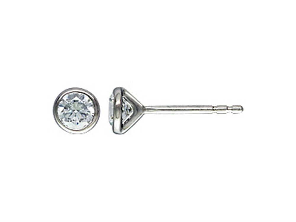 Finejewelers Rhodium Plated Sterling Silver 4mm Premium CZ Martini Earrings Studs