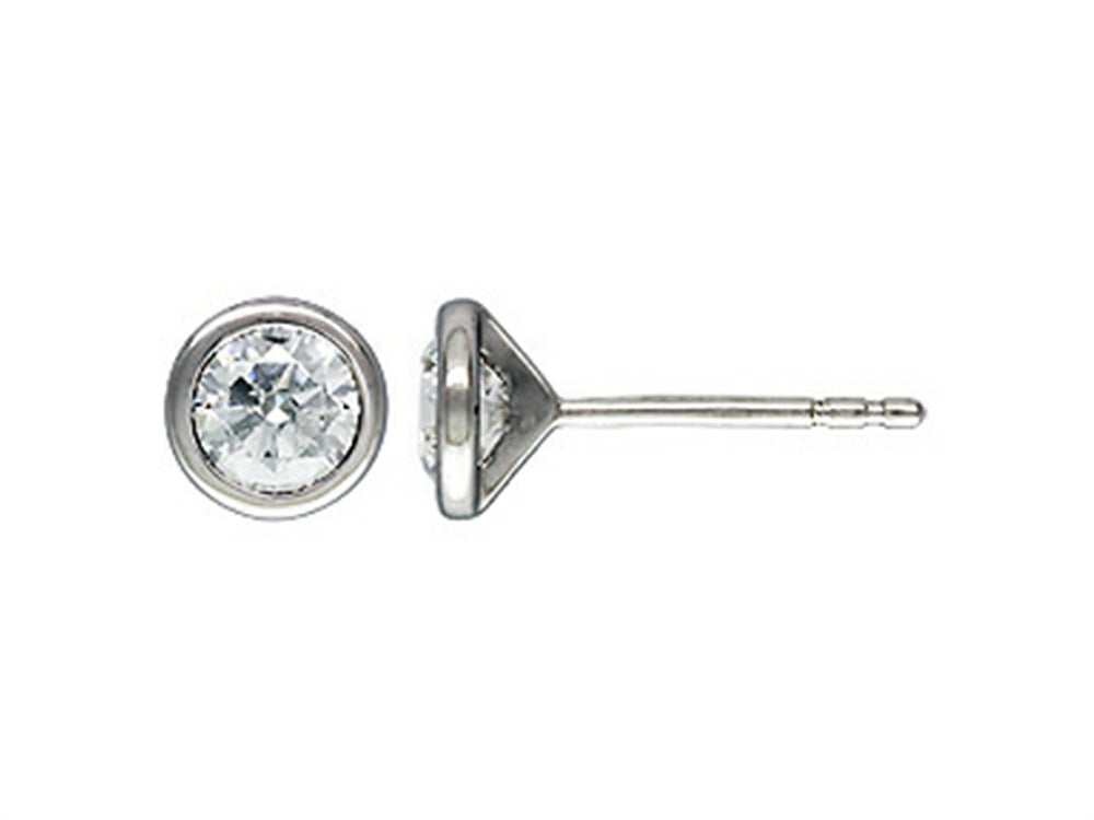 Finejewelers Rhodium Plated Sterling Silver 5mm Premium CZ Martini Earrings Studs