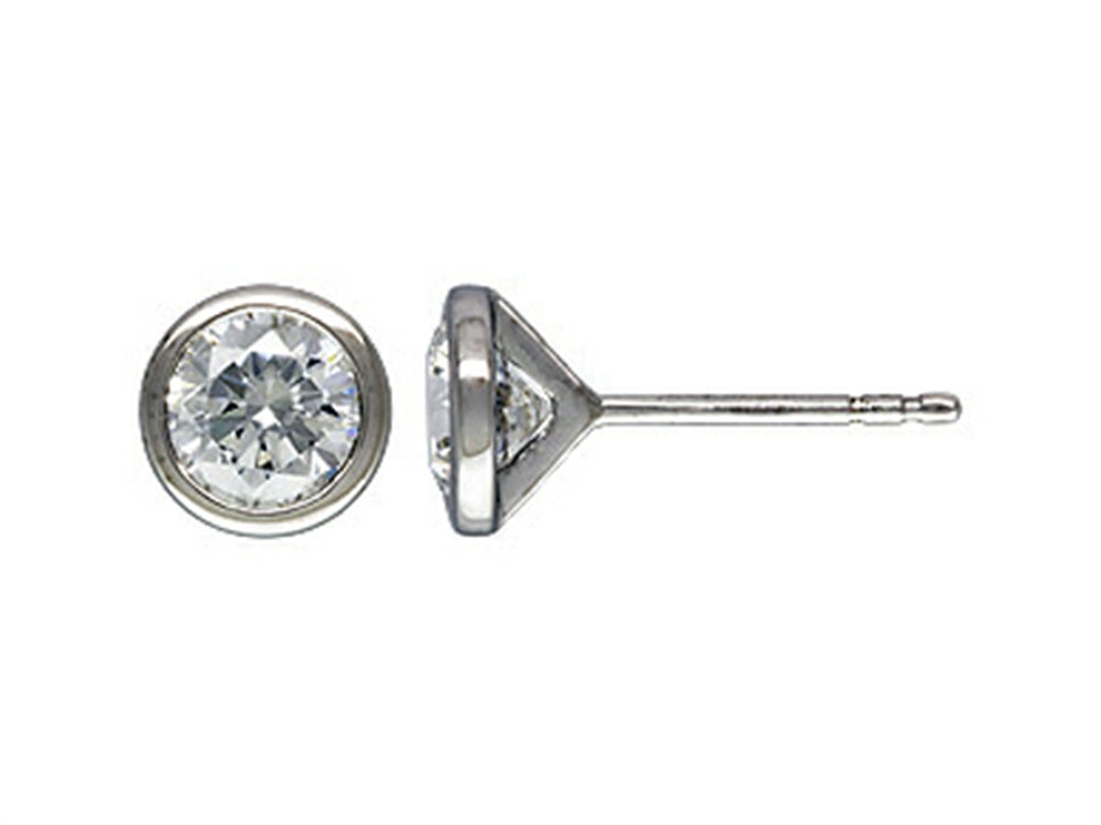 Finejewelers Rhodium Plated Sterling Silver 6mm Premium CZ Martini Earrings Studs