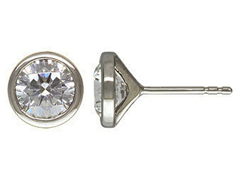 Finejewelers Rhodium Plated Sterling Silver 7mm Premium CZ Martini Studs