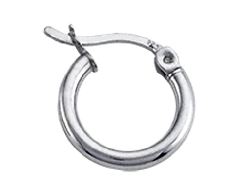 Stellar White Rhodium 2mm X 13mm Tubing Hoop Earrings