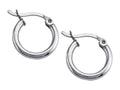 Stellar White Rhodium 2mm X 13mm Tubing Hoop Earrings