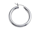 Stellar White Rhodium 3mm X 25mm Tubing Hoop Earrings