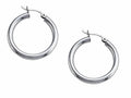 Stellar White Rhodium 3mm X 25mm Tubing Hoop Earrings