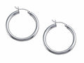 Stellar White Rhodium 3mm X 30mm Tubing Hoop Earrings