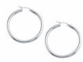 Stellar White Rhodium 3mm X 40mm Tubing Hoop Earrings